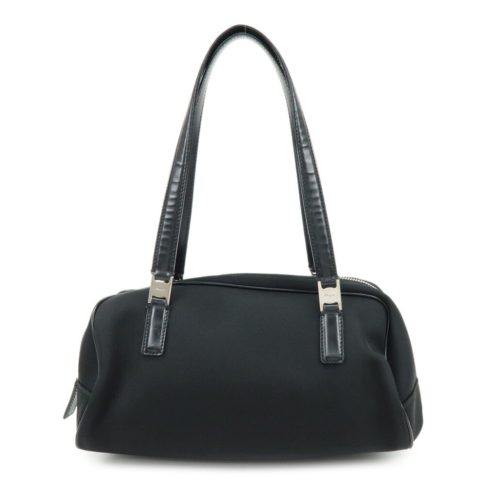 Ferragamo Nylon Leather Mini Handbag Black